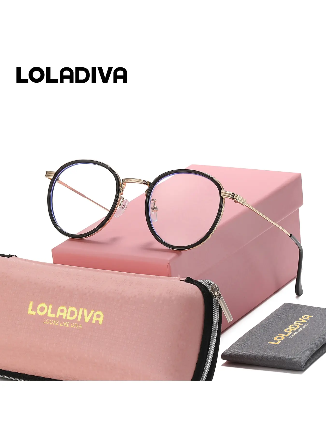 LOLADIVA 1 Piece Unisex Modern Fashion Full Frame Plano Glasses Comfortable Lightweight Round Frame Plano Glasses