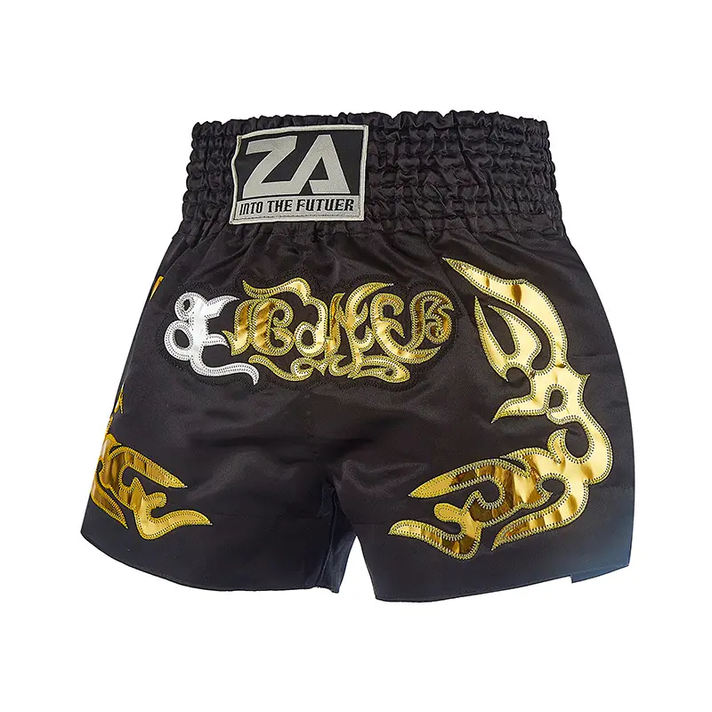 Black Gold Flower Muay Thai Pants