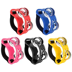 Orff Kahong Drum Accompaniment Double Row Foot Tambourine Colorful Foot Tambourine, Musical Instrument Accessories for Home & School, Percussion Instrument