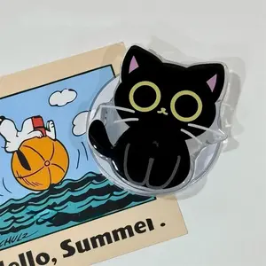 Korean Cartoon Cute Black Cat Magnetic Holder Grip Tok Griptok Phone Stand Holder Support for IPhone for Pad Magsafe Smart Tok