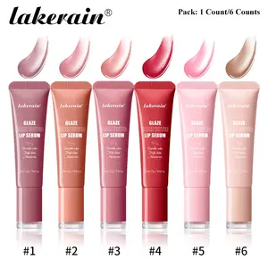 Lakerain Glaze Blaze Tinted Lip Serum, Peptide-Infused Plumping Lip Balm, High-Gloss Moisturizing Radiant Mirror Finish, Long-Lasting Hydration and Moisture, for Dry Cracked Lips & Fine Lines, 6 Vibrant Shades, Suitable for All Skin Tones