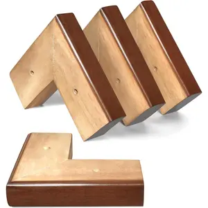 Wooden Bed Riser 1 inch Sofa Risers for Furniture L Shaped Couch Sofa Feet Dresser Leg Set of 4 (Brown, 1 inch)