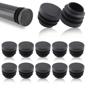 12 Pack 1 Inch Plastic Plugs, Black Round End Caps, Pipe Tubing End Cap for Chair Table Stool Legs