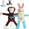 Nocciola 2-Pack Cute Interactive Plush Dog Toys (Monkey & Bunny), Lab-Tested Rip-Apart Squeaky Toys with Tearable Limbs, 200+ Tear Cycles, Crinkle Paper Sounds, Mental Stimulation for All Breeds, Back to School Haul Item