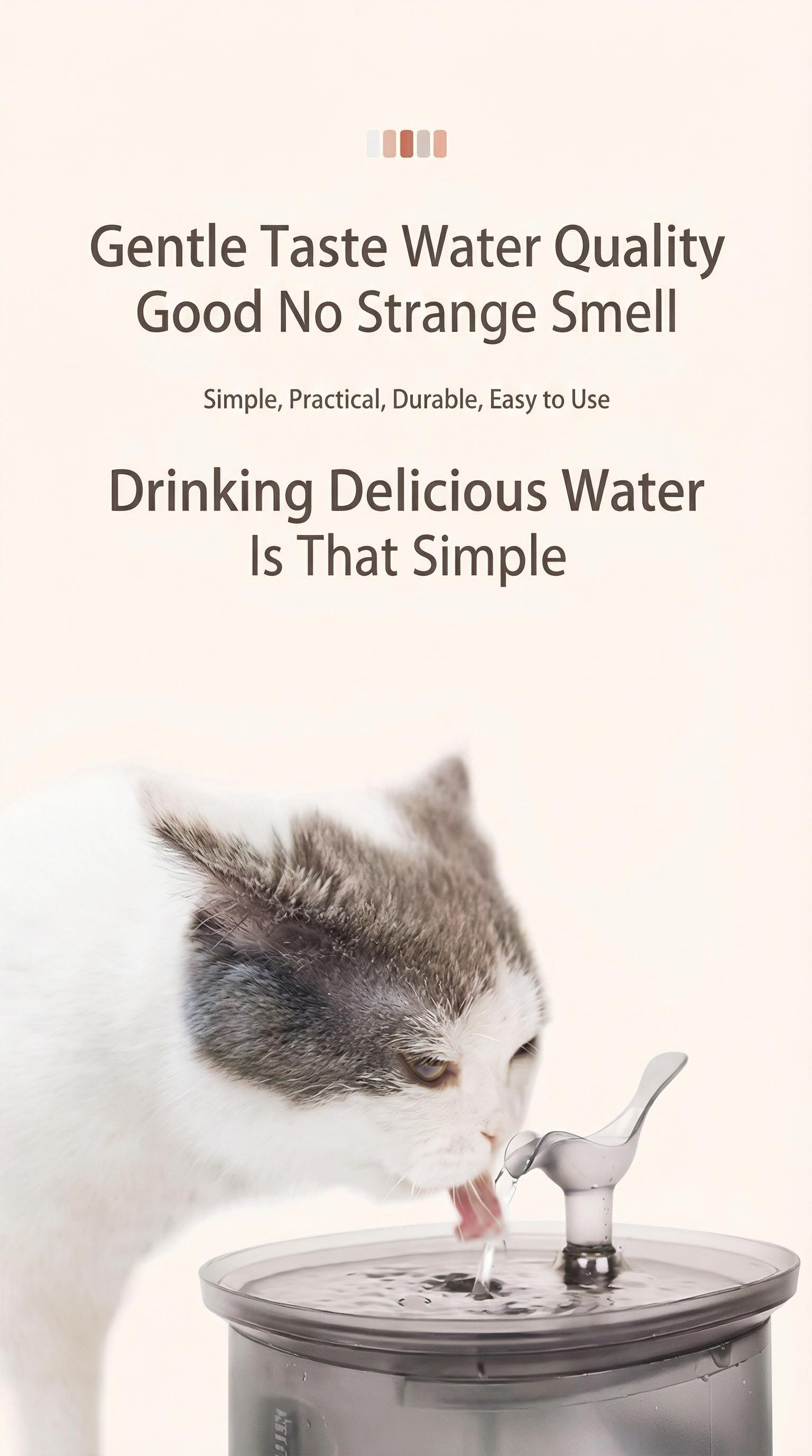 GTplayer 3L Large Capacity Automatic Pet Water Fountain, Brown Frosted Transparent Tank, Ultra-Quiet Pump & Filtration Circulation System, For Indoor Cats & Dogs, Continuous Water Supply, Easy to Clean, Smart Pet Care, New Trend of Home Pet Supplies