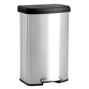 Kitchen Trash Can with Lid Stainless Steel Garbage Can with Soft-Close Lid & Foot Pedal Large Step-on Waste Bins Trash and Recycle Bin Combo for Home Office Fingerprint-Proof Odor-Containing