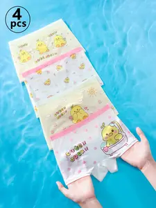 4-piece girls' low-rise cotton underwear with cartoon pattern print, breathable with 9 holes, suitable for children's daily wear at home Underwear Sets Youth Underwear