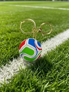 Movzen Multicolor Football Keychain, 1/2 Pack, Sporty Accessory, Trendy Colorful Ball Pendant, Creative Mini Soccer Key Ring, Unisex Bag Attachment