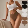 ORLAROY Women's Tagless Seamless High-Waist Plain Thongs Multipack - Lightweight Breathable Cotton-Elastane Panty Style Thongs, Elegant, Flattering High-Cut Stretchy Fit, Invisible Everyday Underwear for Jeans