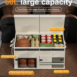 Car Trunk Storage Box, Foldable Vehicle Organizer, Automotive Cargo Container, Space-Saving Rear Seat Holder