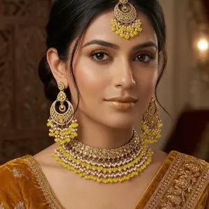 Premium qualitynecklace set with earrings and tikka