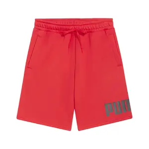 PUMA Mens Logo Fleece Drawstring 10 Inch Shorts Casual Bottoms Casual Drawstring - Red