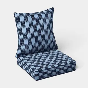 Ikat Woven Deep Seat Cushion Set Light Blue/Navy - Threshold