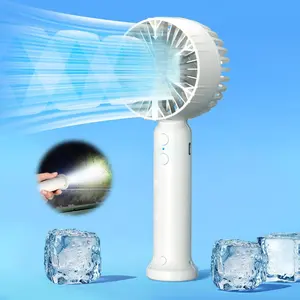 Portable Handheld Fan with Refrigeration Mode, 3 Speed Cold Wind Hand Fan, 3000mAh Battery Operated Rechargeable USB Fan, Non-Slip, Flashlight, Quick Cool Down Ice Cool Circular Cooling Pad