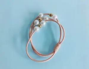 [gift]Cute Pink Triple Hair Band with White Bead Accent