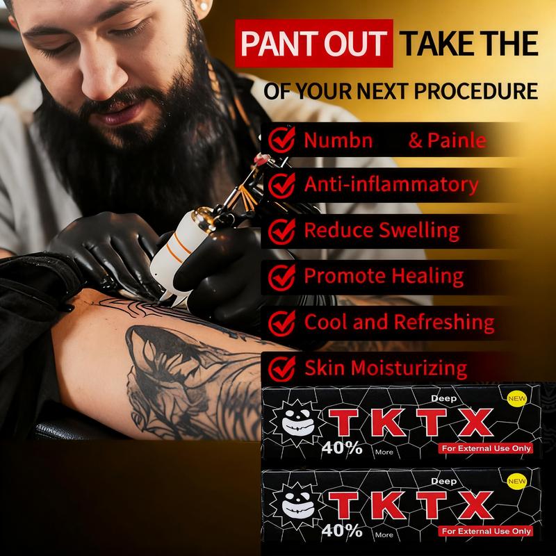 TKTX Black 40% Maximum Strength Numbing Cream 4-8H Painless Tattoo Microblading 10g*2PCS for External Use Only