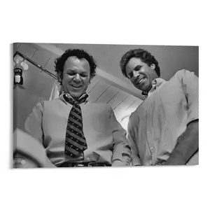 Modern Black and White Comedy Movie Poster Canvas Wall Art with Wooden Frame - Vintage Hollywood Glamour, Indoor Use for Living Room, Dorm, or Bathroom Decor, Dorm Room Art | Vintage Hollywood Decor | Canvas Wall Piece, Poster Wall Art fine print