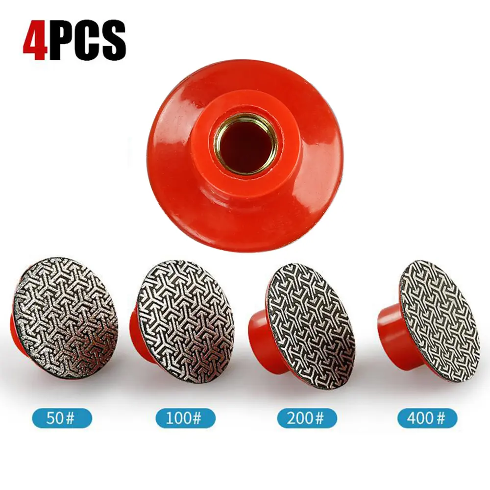 LOZLIN 4PCS 2" Electroplated Diamond Rotary Grinding Discs - 5/8"-11 Thread, High Grinding Efficiency for Marble, Quartz, Ceramics, Granite - Small Angle Grinder Accessories
