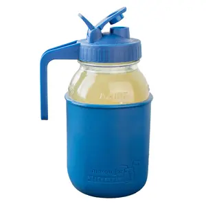 Mason Jar Lifestyle 32oz Quart Glass Pitcher Set with Silicone Sleeve