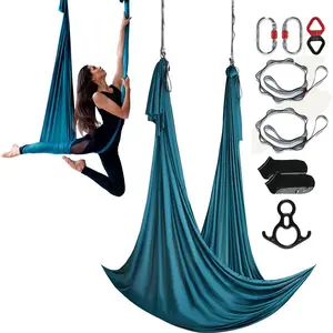 11 Yards Aerial Silk And Yoga Swing Kit With 100gsm Nylon Fabric, Full Rigging Hardware And Easy Set-Up Guide, Antigravity Flying For All Levels Fitness Bodybuilding, Green And Durable Setup In Any Space