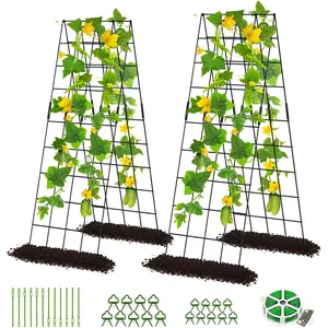 2 Pack Cucumber Trellis, A Frame Garden Trellis for Raised Bed Climbing Plants, Vegetables, Beans,Tomatoes,Peas,with Plant Support Clips, Twist Ties, Plastic Ties