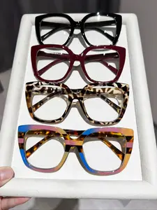 Women's Classic Cat Eye Glasses, 3-4 Pairs Casual Daily Wear, Suitable for Office & Commuting, Comfortable Flat Lenses, Leopard Pattern Eyeglasses