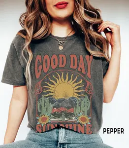 Comfort Colors Good Day Sunshine Tee, Sun Graphic Tee, Sun T-Shirt, Boho Tee, Retro 70s Style Shirt, Hippie Shirts, Oversized Tee