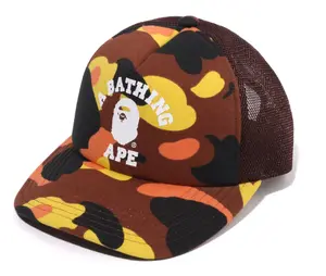 Bape College Trucker Hat Orange Camo