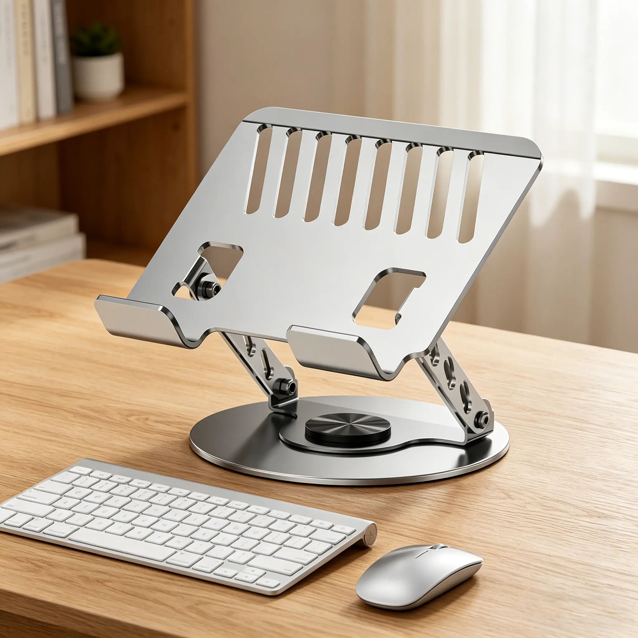 Computer stands, iPad stands, adjustable 360° rotating tablet stands, suitable for desks, compact desktop stands, aluminum portable folding cooling stands with height adjustment