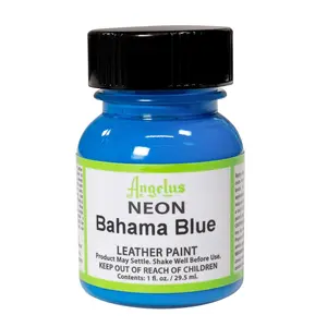 Angelus Neon Bahama Blue Paint - Acrylic Leather Paint, Flexible, Will Not Crack Or Peel, Great For DIY Shoe Paint Projects, Leather Care