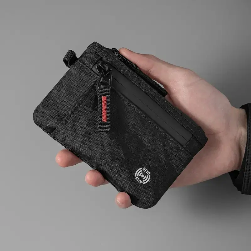 Minimalist RFID Wallet in Water-Resistant X-PAC Fabric, Slim Unisex Anti-Theft Zipper Pouch for Travel, Coins & Keys, Rfid Protected Wallet