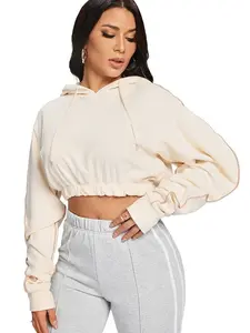 Comfy Solid Color Oversized Loose Sleeve Crop Top Hoodie fall sweater Comfy Solid Color Oversized Loose Sleeve Crop Top Hoodie fall sweater