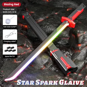 3PCS Cyberpunk Blade spark lightsaber luminous toy black technology cool spray colorful streamer knife, cool sound effects, chopping light feeling, sword sparks