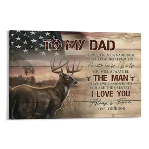 To My Dad Aesthetic Room Poster CanvasArtistic Wall Decor, Cute And Vibrant Poster forBedroom, Dorm, Gaming Setup Wooden WallArt Modern Home Decor Unframed Art PrintVintage Letters Print Animal Design Decoration