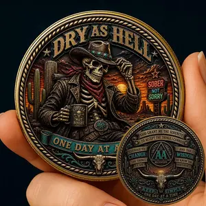 Sobriety Challenge Coin - AA Recovery Brotherhood Sober Gift Medallion Token