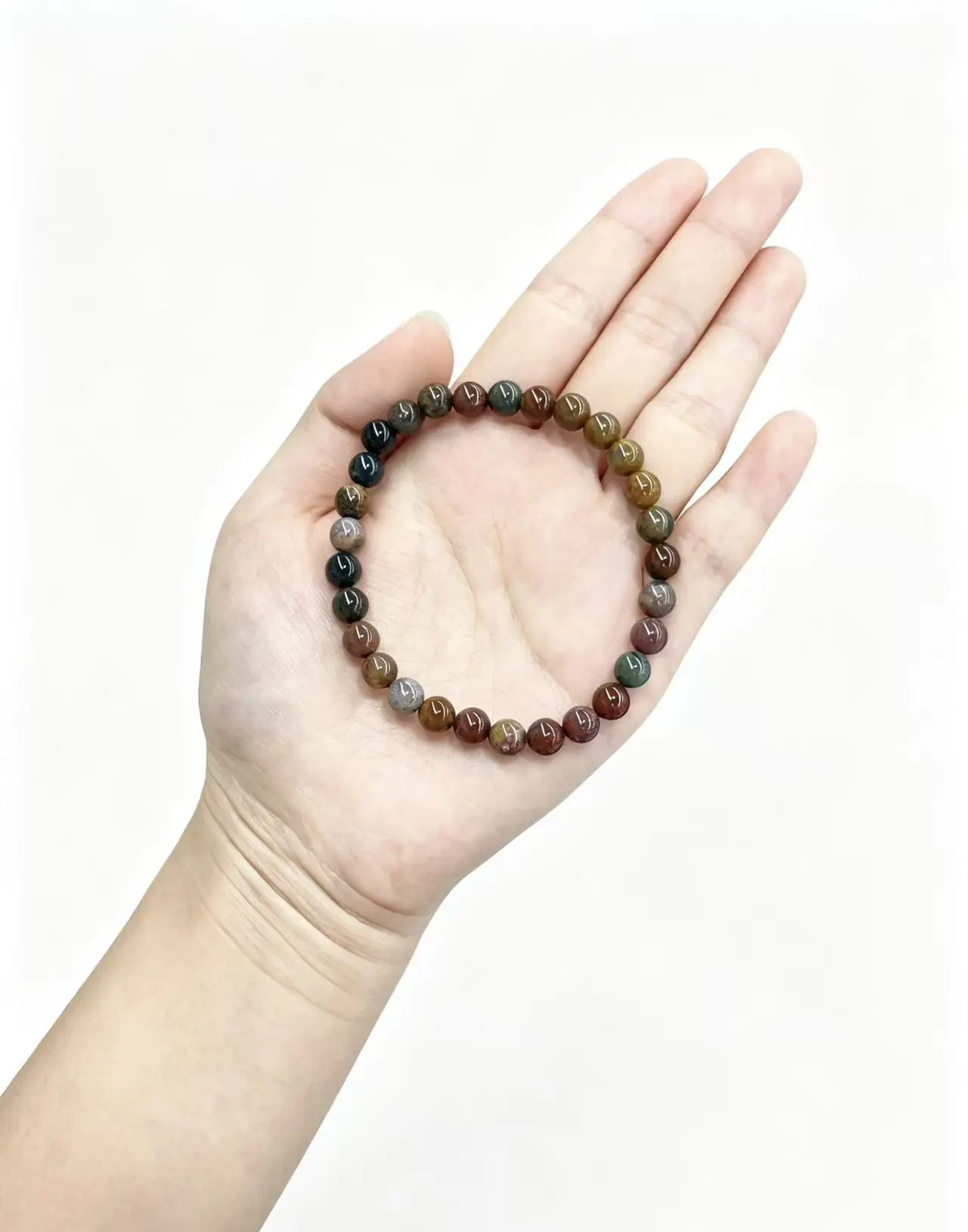 Natural Ocean Jasper Bracelet, 6mm Boho Beading Jewelry in Earthy Tones, Unisex Crystalized Natural Crystal Bracelets with Stretch Design, Gifting, Everyday Wear