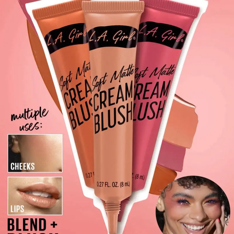 LA Girl Soft Matte Cream Blush - Versatile Cheeks & Lips Makeup - Multiple Uses - Blendable Formula