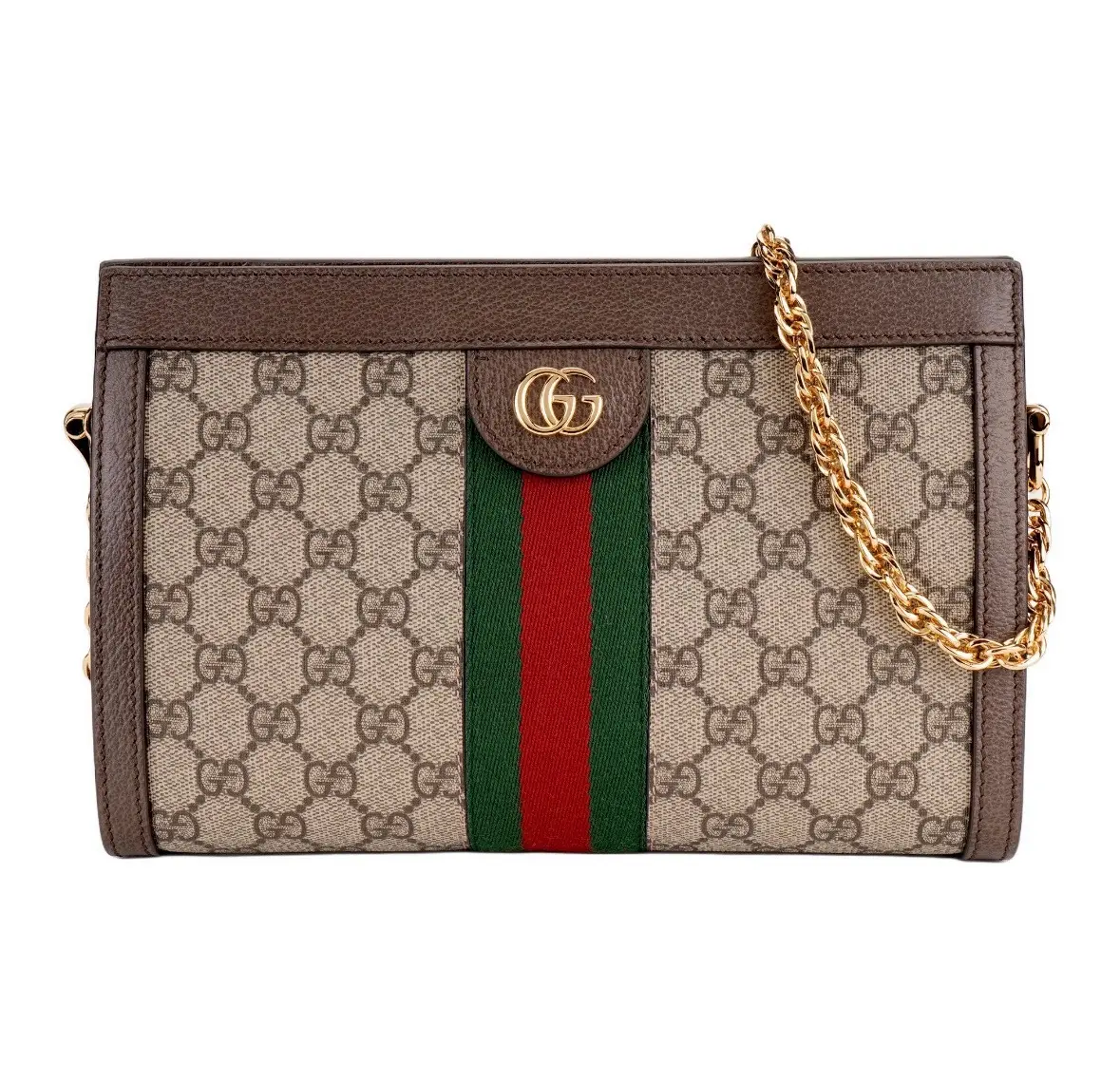 Pre-owned GUCCI Ophidia Small Clutch Bag, Brown GG Supreme Canvas