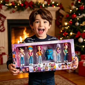 6 Pcs K-POP Hunter Boy Set Anime Figure Perfect Gift For Fans Collectors High-Quality Design Ideal For Display Car Desktop Christmas Birthday Holiday Exquisite Gifts Boys Team Boxed Set miniature figurine fidget