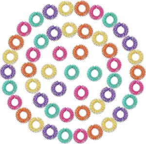 Pcs Acupressure Fidget Rings Spiky Sensory Finger Rings Finger Acupressure Set for Teens, Adults, Silent Stress Reducer and Massager(Orange, Yellow, Purple, Green, Rose Red)