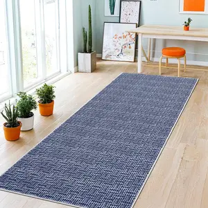 【GARVEE】Washable Runner Rug 2x6 Rug Runners for Hallways Non Slip Entryway Rug Modern Farmhouse Kitchen Runner Rug Neutral Accent Rug Low Pile Floor Carpet for Bedroom Laundry Bathroom Foyer Blue