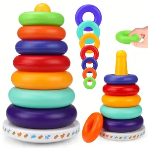 Sensory Rainbow Stacking Tower Toys for Kids, Baby Toys, Suitable Educational Activities for Color Identification, Interactive Building Blocks with Accessories, Holiday Gifts
