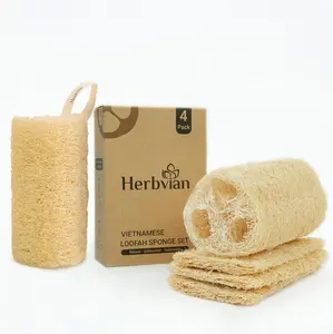 Natural Vietnamese Loofah Sponge, 100% Plant-Based Sponge for Shower, Kitchen Use, and Pet Grooming