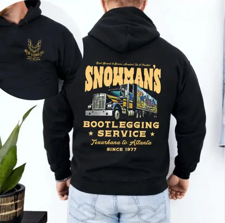 Snowman's Bootlegging Service 2 Side Hoodie Smokeyy and The Bandit Sweatshirt Unisex Trendy Gift For Movie Fan Him Movie Merch Casual Long Sleeve Hooded Medium Length