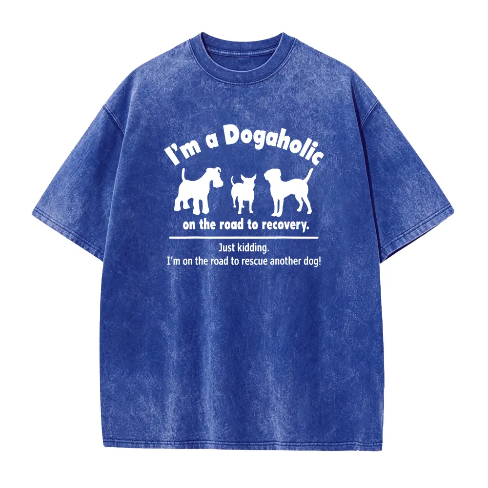 Mens Funny Dog Lover T-Shirt - Im a Dogaholic Rescue Slogan & Dog Breeds Design( Poodle, German Shepherd, Labrador) - 100% Cotton Casual Tee for Dog Owners, Sizes, Black Shirt for Casual Attire & Outdoor Activities, Mens Tshirt, T Shirt, T Shirt Men
