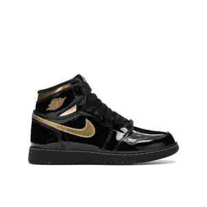 Jordan Kid's 1 Retro High Black Metallic Gold (2020) Basketball Shoes, from StockX