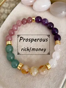 Unisex Colorful Artificial Crystal Bracelet, Casual Everyday Energy Jewelry, Simple Versatile Design for Men and Women