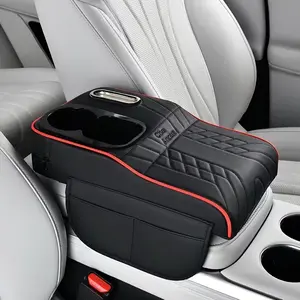 Multifunctional Car Armrest Storage Pad, Height Adjustable Cup Holder Organizer, Central Console Tissue Box Accessory for Vehicles, Car Storage Organizers, Car Cup Holders
