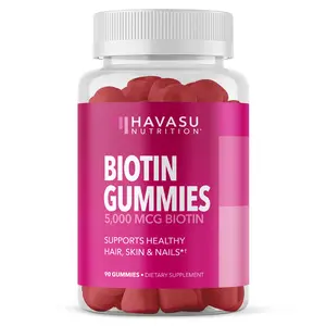 Havasu Nutrition Biotin Gummies | Hair Skin Nails Supplement | 5000mcg Biotin Hair Vitamin | 90 Strawberry Flavored Hair Supplement Healthcare Edible