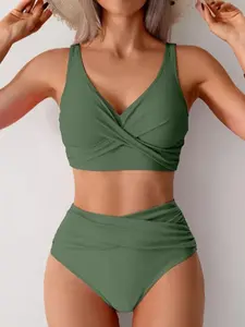 Pure Color Two-Piece Tankini Swimsuit Set, Tankini Bathing Suits, Bikini Swimwear, Stylish Beachwear, Comfortable & Trendy Design, Perfect for Summer